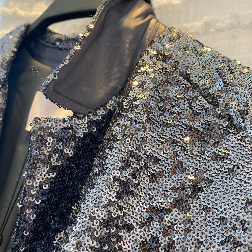 Cinq a Sept Sequin Mathi Gunmetal Blazer - Picture 7 of 17